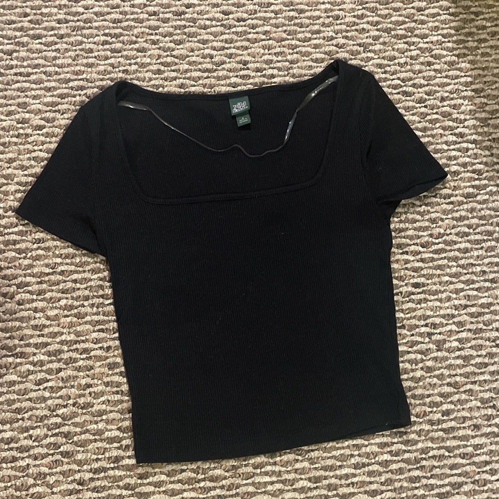wild fable target deep cut neckline black crop top tee